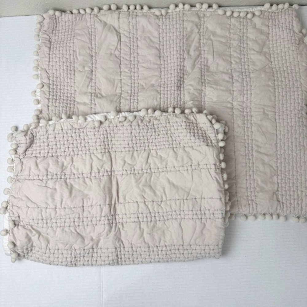 2 Bee & Willow gray quilted tassel standard pillow shams